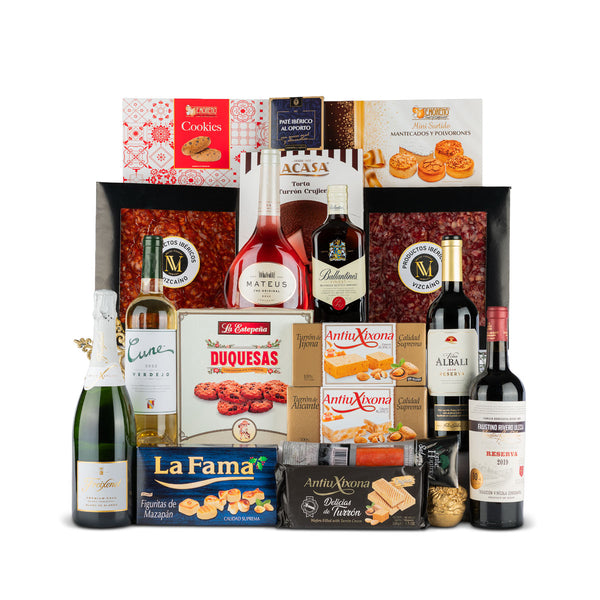 Lote Navidad 13: Cava, Vinos, Dulces y Embutidos Premium